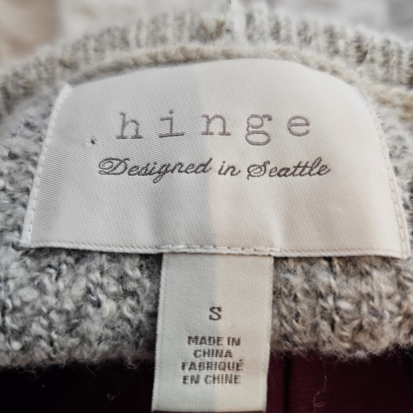 Hinge Sweater Womens Gray Cardigan Open Front Balloon Sleeve Long Seattle - Picture 2 of 15